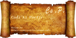 Csáki Porfir névjegykártya